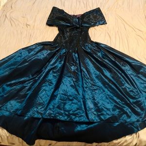 Vintage 80s blue prom dress